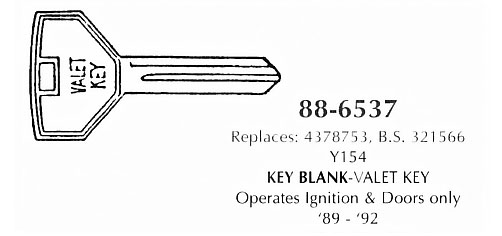 Key blank -Valet